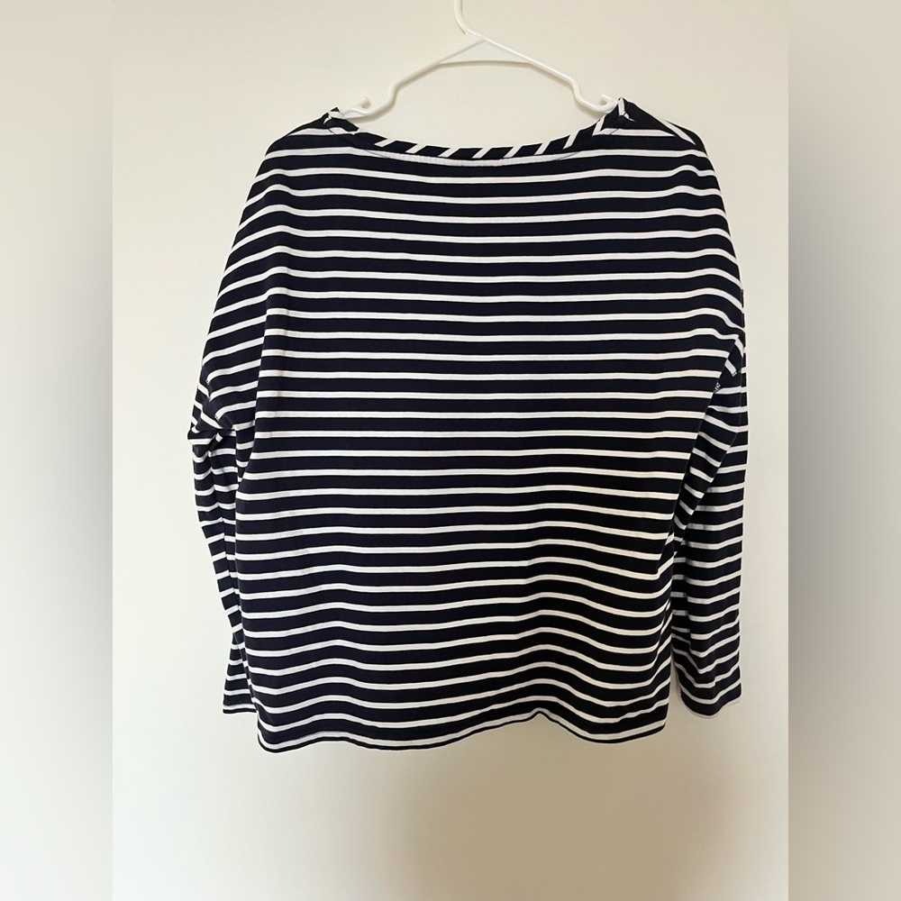 Joules Navy Cream Stripe Marina Dropped Shoulder Jersey Top - Picture 7 of 13